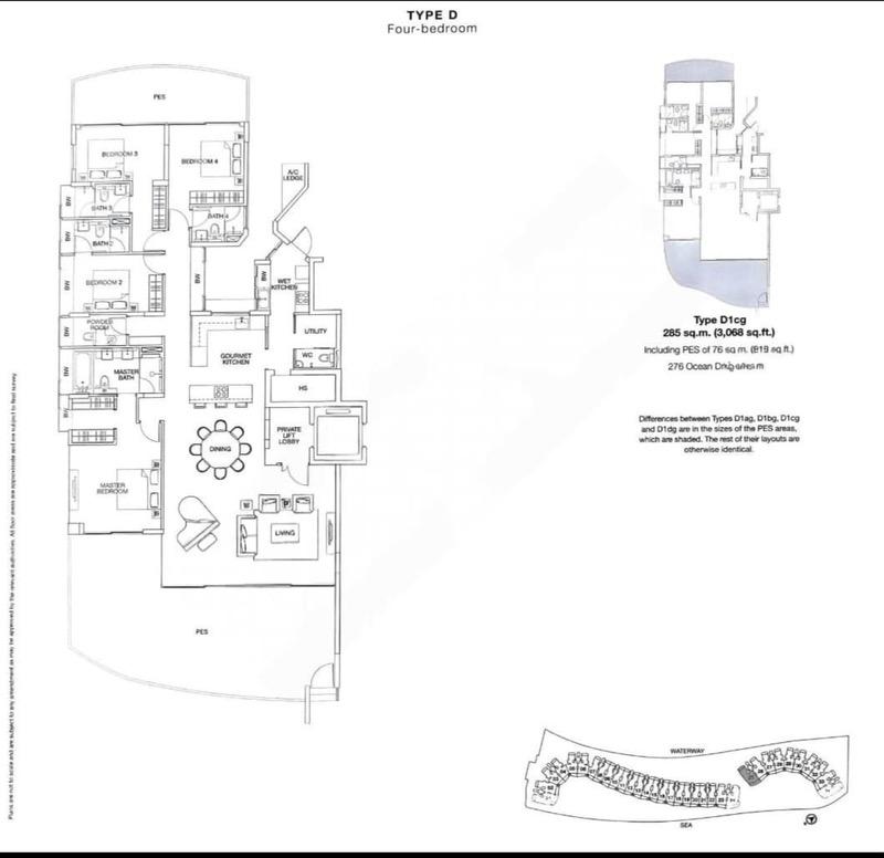 The Coast at Sentosa Cove Condominium For Sale, $4,800,000, 4 Bed 4 Bath 3,068 sqft $1,565.00 psf