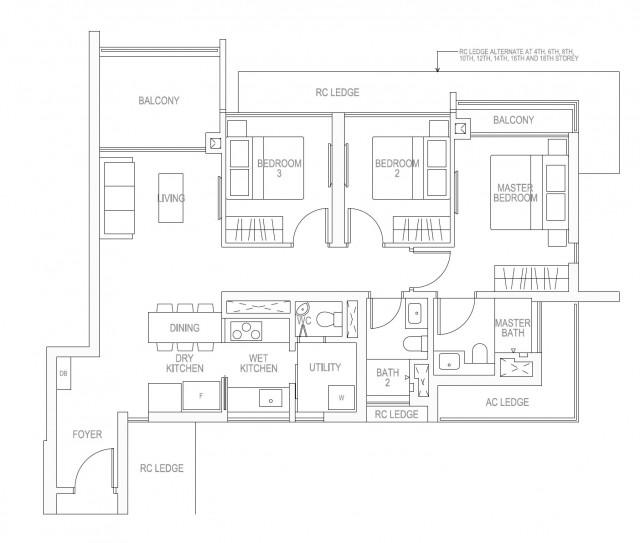 Riverbank at Fernvale Condominium For Sale, $1,580,000, 3 Bed 3 Bath 1,044 sqft $1,513.00 psf