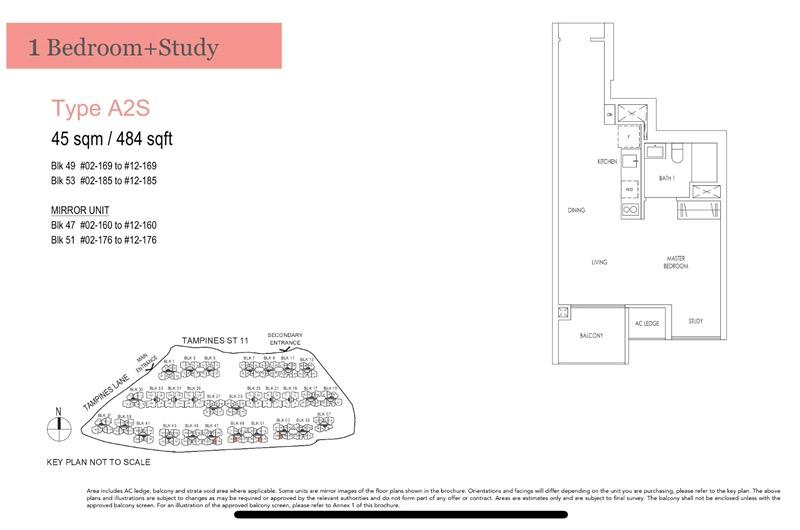Treasure at Tampines Condominium For Sale, $830,000, 1 Bed 1 Bath 484 sqft $1,715.00 psf