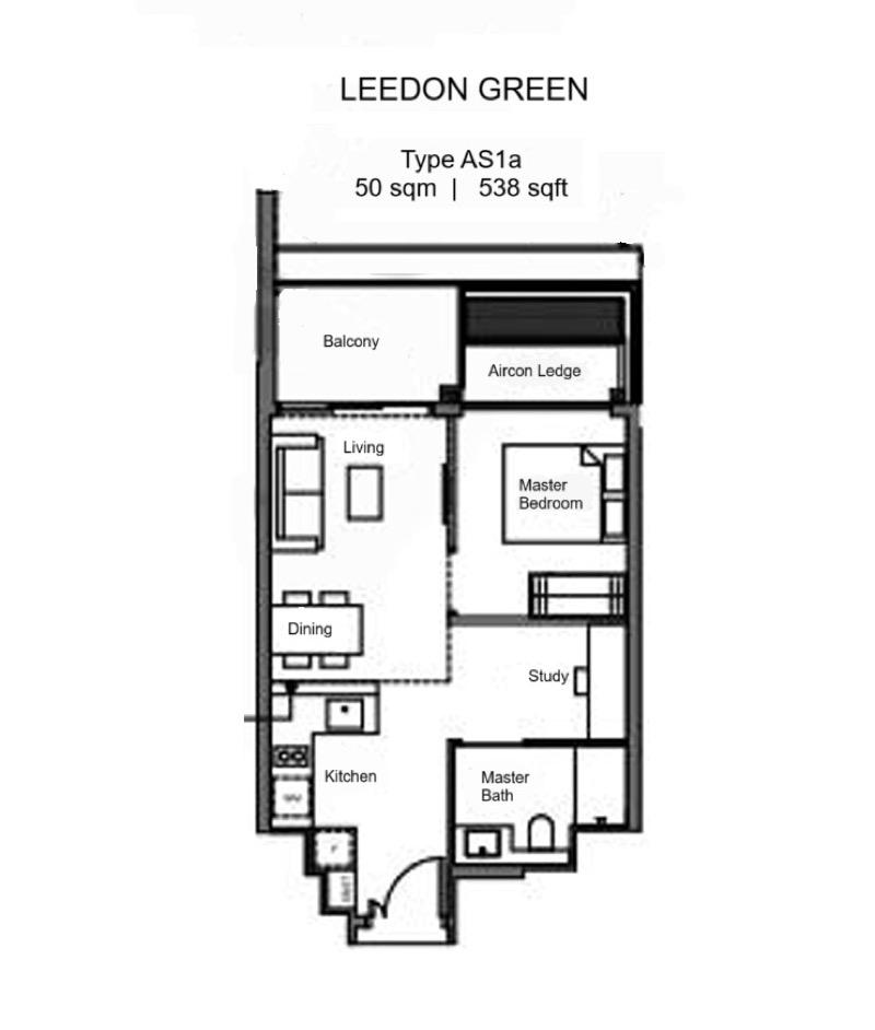 Leedon Green Condominium For Sale, $1,660,000, 1 Bed 1 Bath 538 sqft $3,086.00 psf