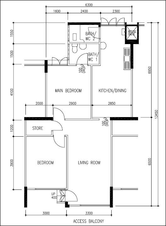 112 Tampines Street 11 HDB Apartment For Sale, $495,000, 2 Bed 2 Bath 807 sqft $613.00 psf
