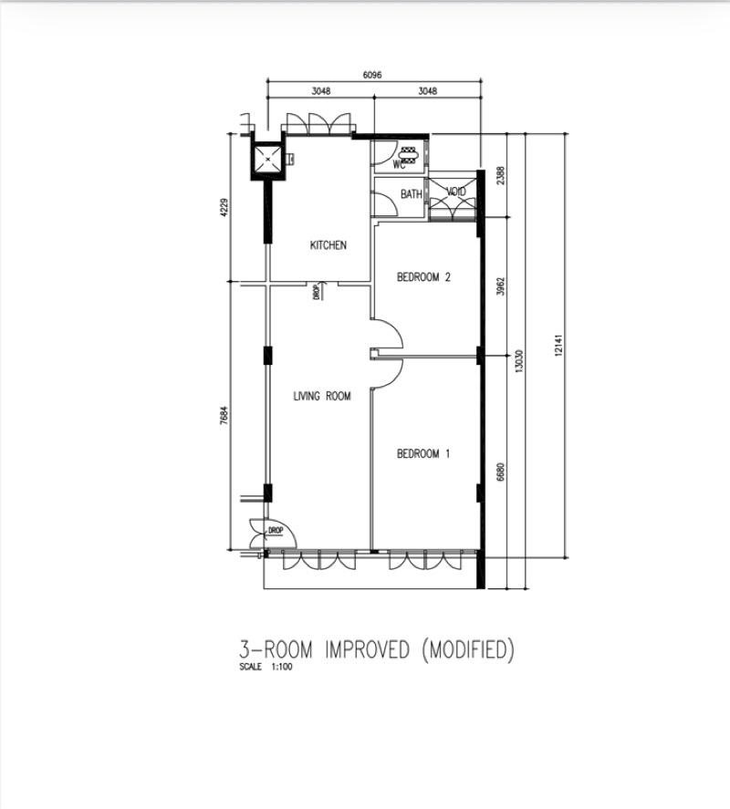 3 Tanjong Pagar Plaza HDB Apartment For Sale, $700,000, 2 Bed 1 Bath 753 sqft $930.00 psf
