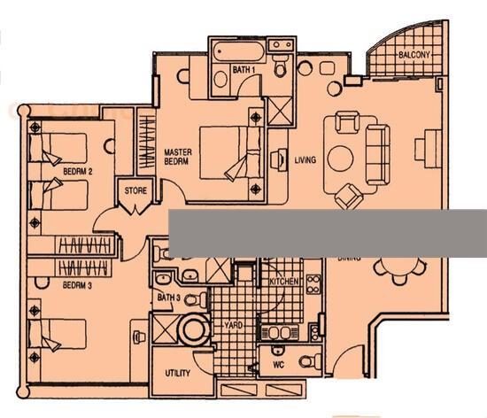 Tanglin Regency Condominium For Sale, $2,628,000, 3 Bed 4 Bath 1,421 sqft $1,849.00 psf