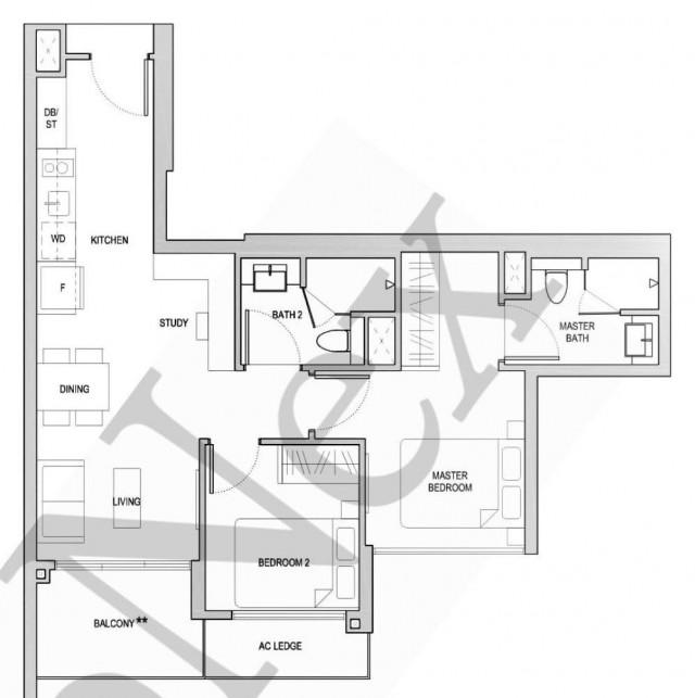 Affinity At Serangoon Condominium For Sale, $1,438,000, 2 Bed 2 Bath 732 sqft $1,964.00 psf
