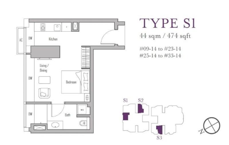 V on Shenton Condominium For Sale, $1,098,0001 Bath 474 sqft $2,316.00 psf