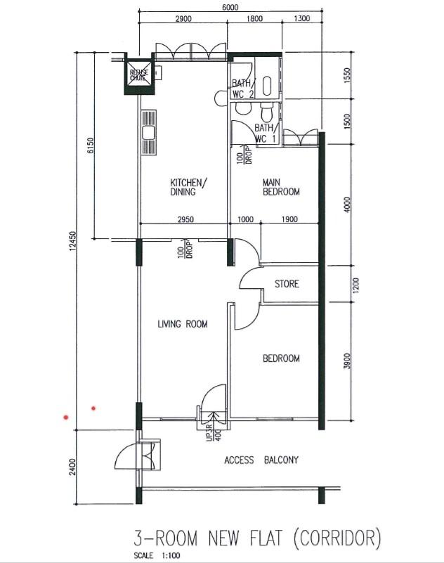 309 Hougang Avenue 5 HDB Apartment For Sale, $468,000, 2 Bed 2 Bath 721 sqft $649.00 psf