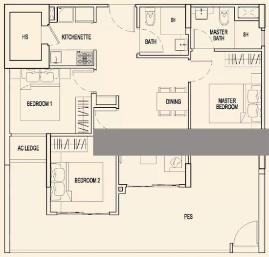 Parc Rosewood Condominium For Sale, $1,125,000, 3 Bed 2 Bath 969 sqft $1,161.00 psf