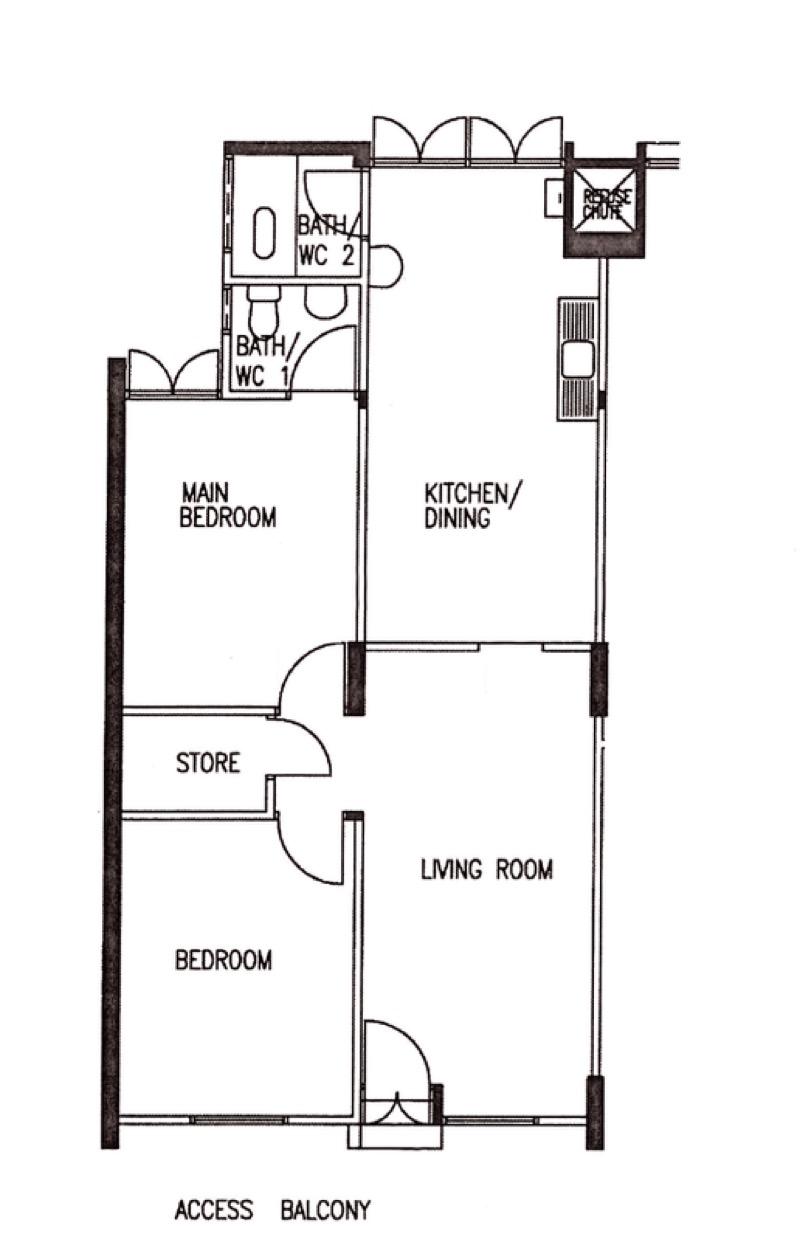 523 Ang Mo Kio Avenue 5 HDB Apartment For Sale, $560,000, 2 Bed 2 Bath 731 sqft $766.00 psf