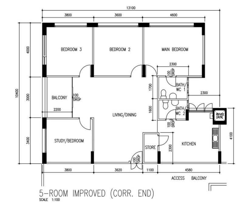 142 Bishan Street 12 HDB Apartment For Sale, $940,000, 3 Bed 2 Bath 1,280 sqft $734.00 psf