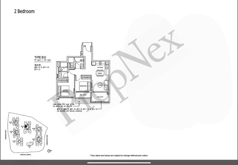 Jewel @ Buangkok Condominium For Sale, $1,280,000, 2 Bed 2 Bath 721 sqft $1,775.00 psf