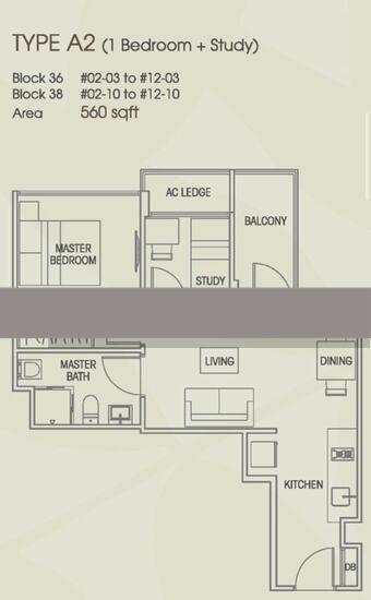 Vacanza @ East Condominium For Sale, $880,000, 2 Bed 1 Bath 560 sqft $1,571.00 psf