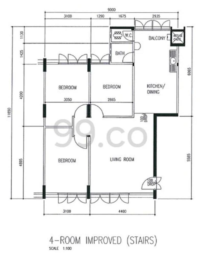 227 Lorong 8 Toa Payoh HDB Apartment For Sale, $499,000, 3 Bed 1 Bath 882 sqft $566.00 psf