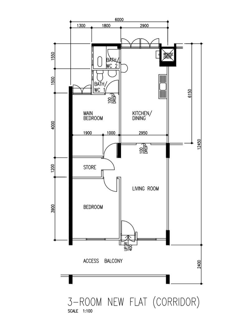 537 Bedok North Street 3 HDB Apartment For Sale, $428,000, 2 Bed 2 Bath 731 sqft $586.00 psf