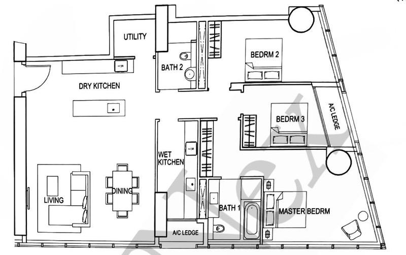 Reflections at Keppel Bay Condominium For Sale, $2,600,000, 3 Bed 2 Bath 1,550 sqft $1,677.00 psf