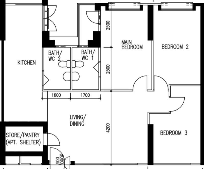 184 Stirling Road HDB Apartment For Sale, $988,888, 3 Bed 2 Bath 1,022 sqft $968.00 psf