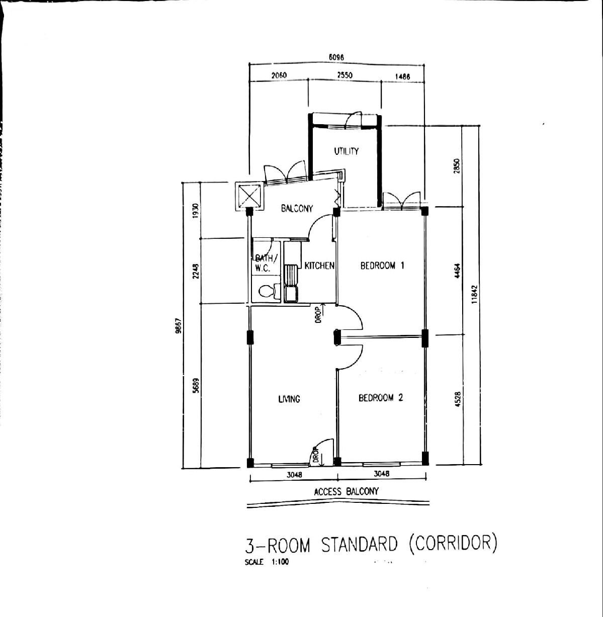 93 Jalan Dua HDB Apartment For Sale, $400,000, 2 Bed 1 Bath 667 sqft $600.00 psf
