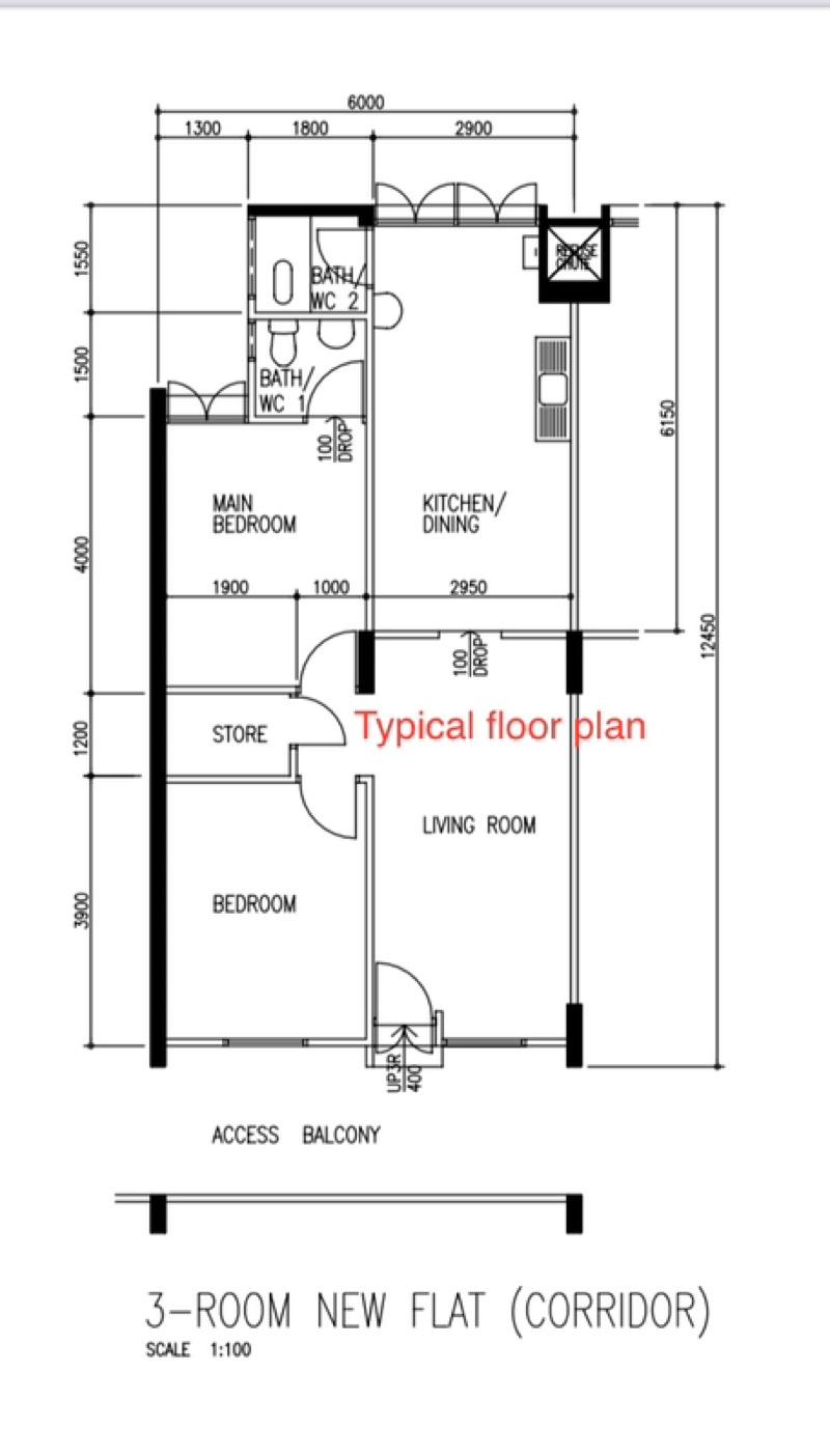 412 Bedok North Avenue 2 HDB Apartment For Sale, $438,000, 2 Bed 2 Bath 721 sqft $607.00 psf