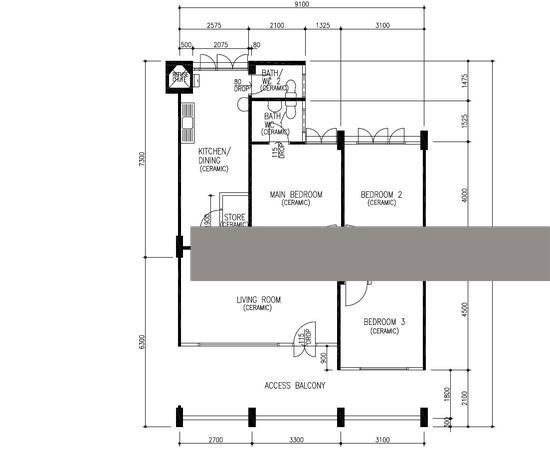 278 Yishun Street 22 HDB Apartment For Sale, $450,000, 3 Bed 2 Bath 904 sqft $498.00 psf