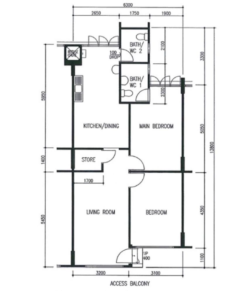 117 Yishun Ring Road HDB Apartment For Sale, $415,000, 2 Bed 2 Bath 796 sqft $521.00 psf