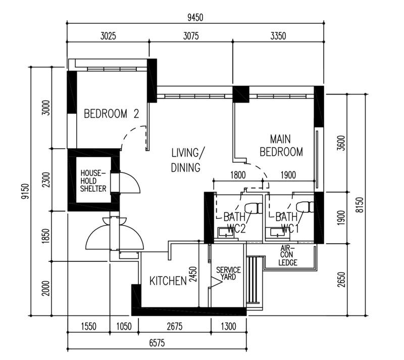 94 Dawson Road HDB Apartment For Sale, $950,000, 2 Bed 2 Bath 667 sqft $1,424.00 psf
