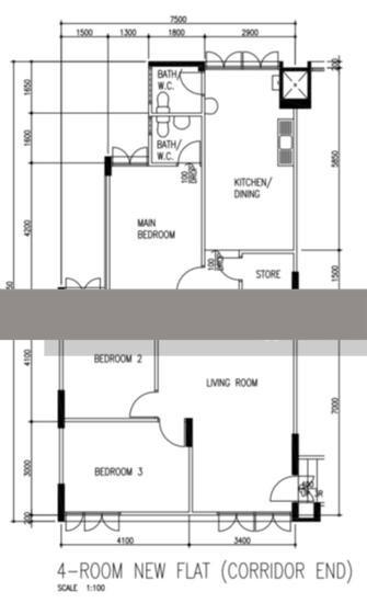 215 Serangoon Avenue 4 HDB Apartment For Sale, $599,999, 3 Bed 2 Bath 96 sqft $6,250.00 psf