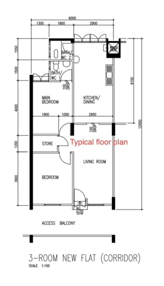 412 Bedok North Avenue 2 HDB Apartment For Sale, $438,000, 2 Bed 2 Bath 721 sqft $607.00 psf