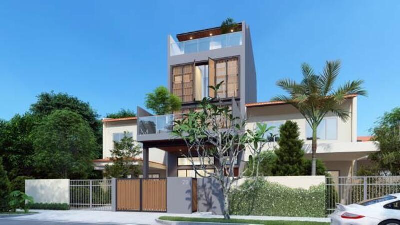 Brand new & freehold, 5 levels with Lift, bright with air-well modern design, elevated ground