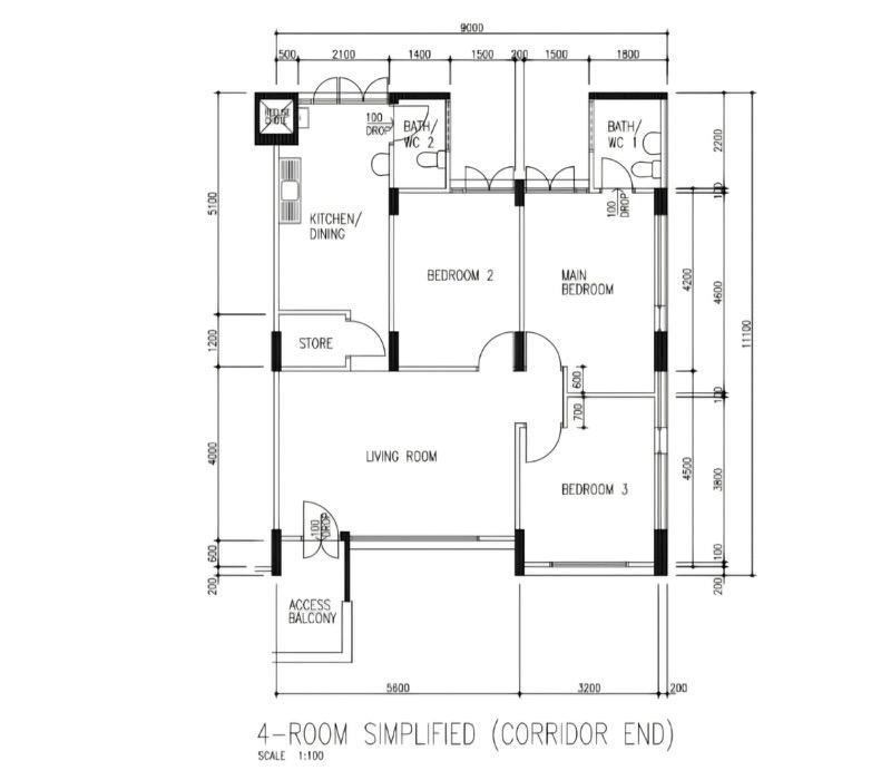 243 Serangoon Avenue 2 HDB Apartment For Sale, $705,000, 3 Bed 2 Bath 957 sqft $737.00 psf