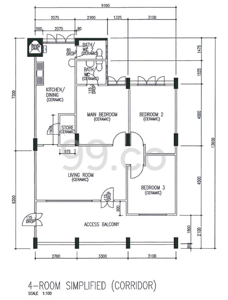 334 Serangoon Avenue 3 HDB Apartment For Sale, $720,000, 3 Bed 2 Bath 904 sqft $796.00 psf
