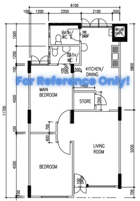 210 Serangoon Central HDB Apartment For Sale, $550,000, 2 Bed 2 Bath 689 sqft $798.00 psf