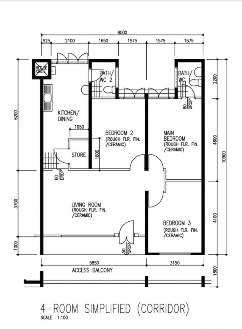 341 Ubi Avenue 1 HDB Apartment For Sale, $608,888, 3 Bed 2 Bath 904 sqft $674.00 psf