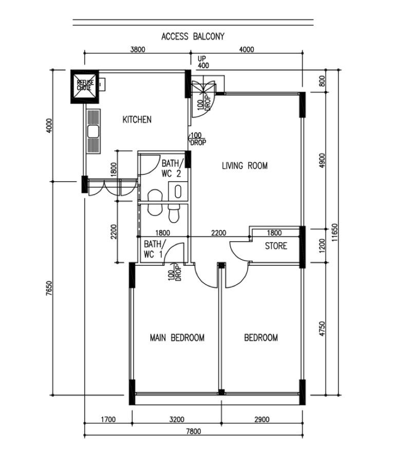 635 Veerasamy Road HDB Apartment For Sale, $580,000, 2 Bed 2 Bath 775 sqft $748.00 psf