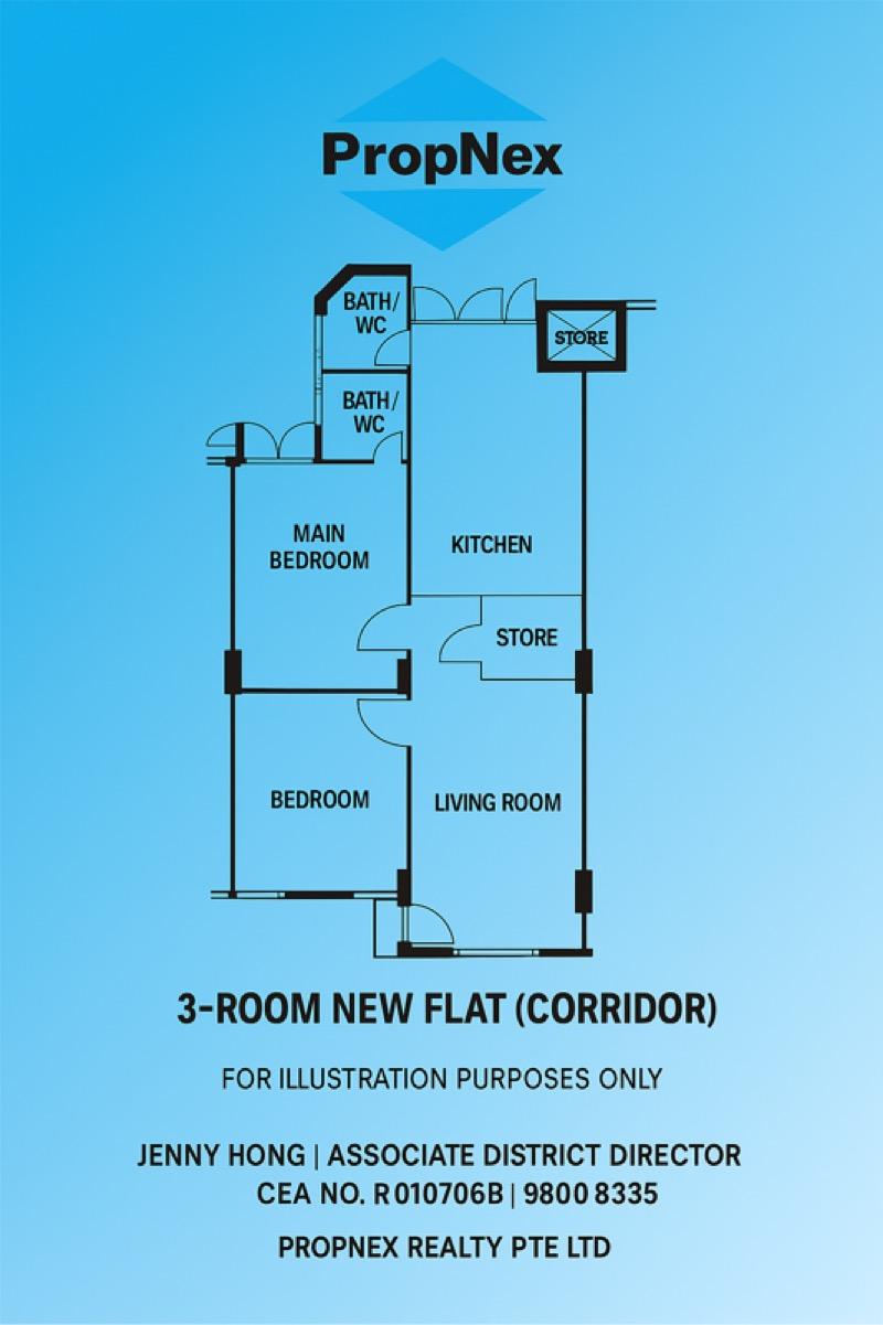 206 Jurong East Street 21 HDB Apartment For Sale, $430,000, 2 Bed 2 Bath 721 sqft $596.00 psf