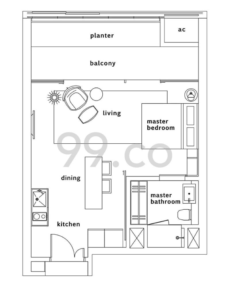 OUE Twin Peaks Condominium For Sale, $1,650,000, 1 Bed 1 Bath 570 sqft $2,895.00 psf