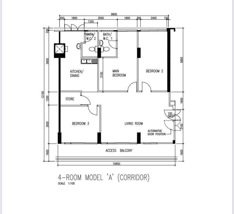 411 Serangoon Central HDB Apartment For Sale, $790,000, 3 Bed 2 Bath 1,108 sqft $713.00 psf