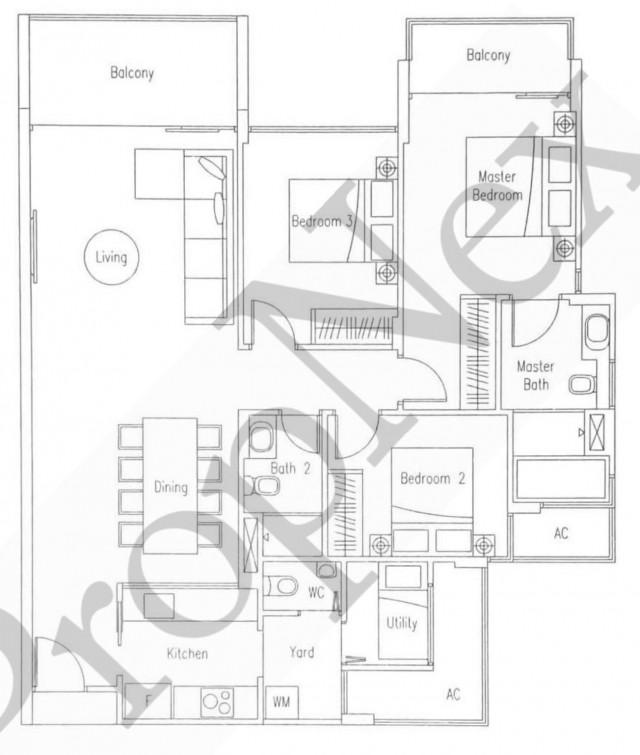 WaterScape @ Cavenagh Apartment For Sale, $2,950,000, 3 Bed 3 Bath 1,313 sqft $2,247.00 psf