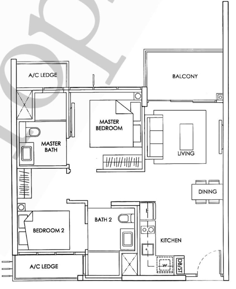 The Alps Residences Condominium For Sale, $1,188,000, 2 Bed 2 Bath 700 sqft $1,697.00 psf