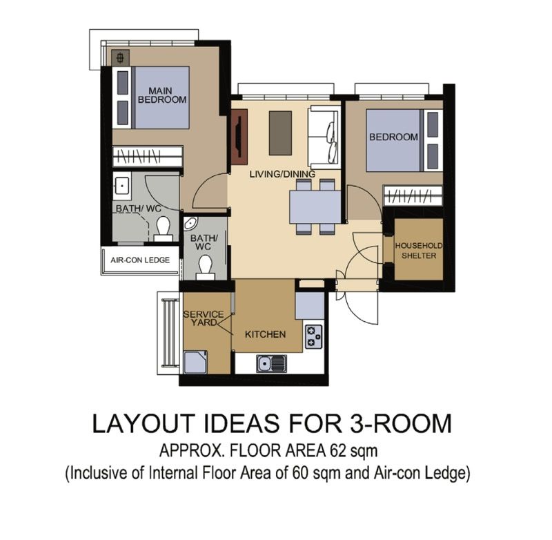 53 Strathmore Avenue HDB Apartment For Sale, $988,000, 2 Bed 2 Bath 667 sqft $1,481.00 psf