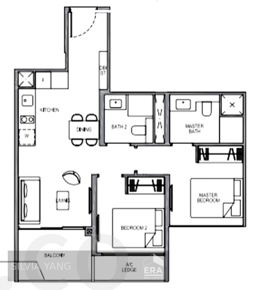 Next to Mrt, High Floor Spacious 2beds 2 Bath for Sale