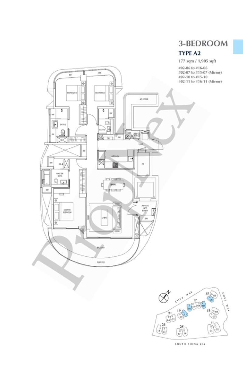 Condominium for Rent, Cape Royale Condominium For Rent, $13,000, 3 Bed 4 Bath 1,905 sqft $6.82 psf, SGD 13,000 | 99-year Leasehold