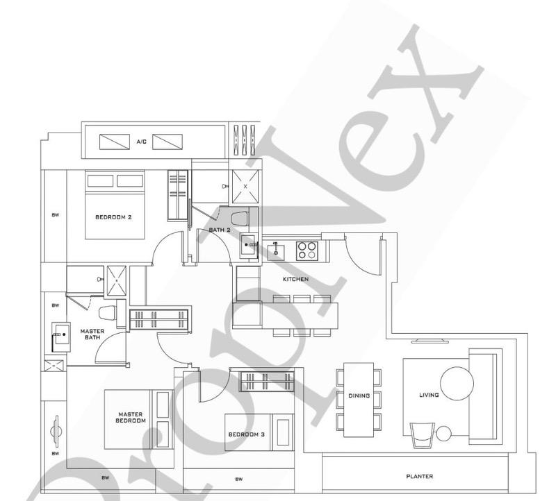 Condominium for Rent, Skysuites @ Anson Condominium For Rent, $7,600, 3 Bed 3 Bath 1,011 sqft $7.52 psf, SGD 7,600 | 99-year Leasehold
