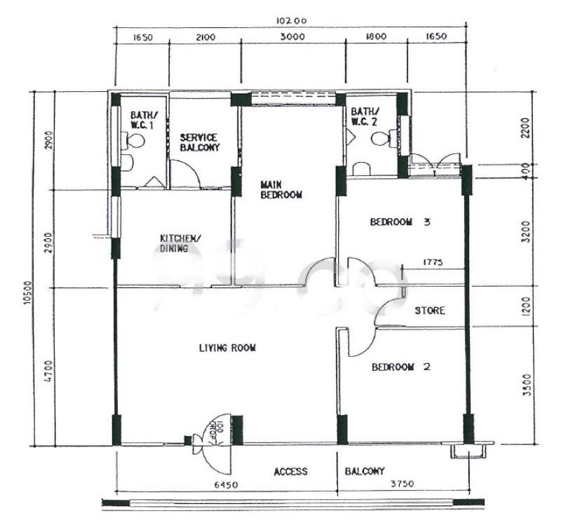 HDB Apartment for Rent, 33 Balam Road HDB Apartment For Rent, $4,000, 3 Bed 2 Bath 1,130 sqft $3.54 psf, SGD 4,000 | 99-year Leasehold