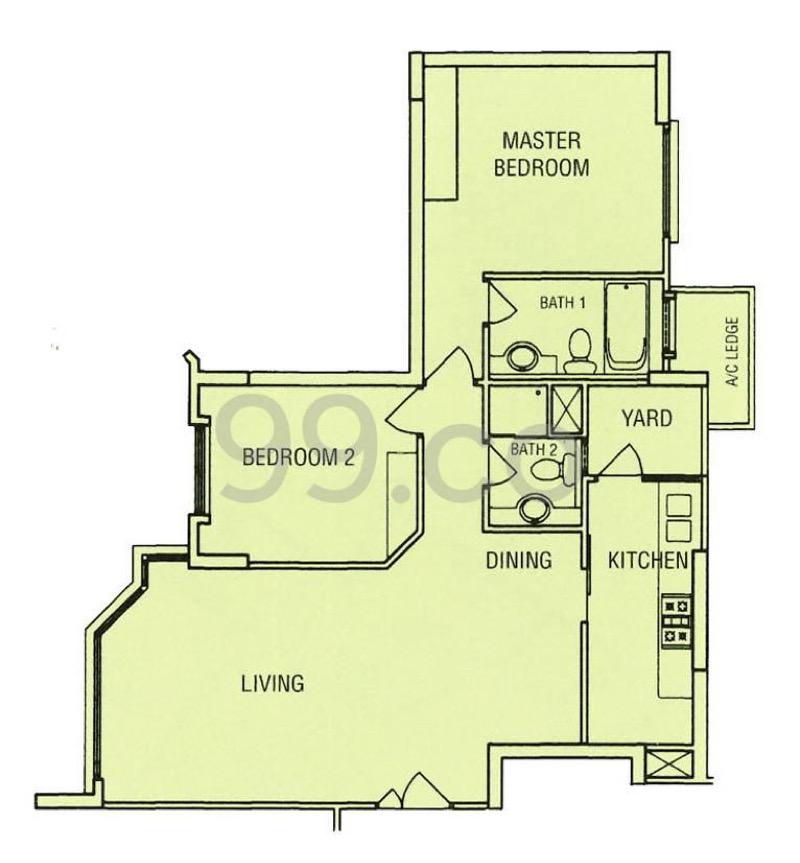 Condominium for Rent, Emerald Garden Condominium Room Rental, $1,450, 1 Bed 1 Bath 250 sqft $5.80 psf, SGD 1,450 | 999-year Leasehold