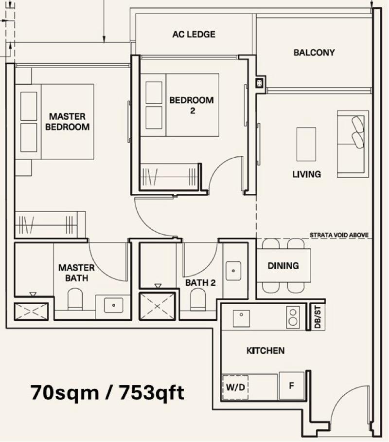 Condominium for Rent, The Watergardens at Canberra Condominium For Rent, $3,700, 2 Bed 2 Bath 753 sqft $4.91 psf, SGD 3,700 | 99-year Leasehold