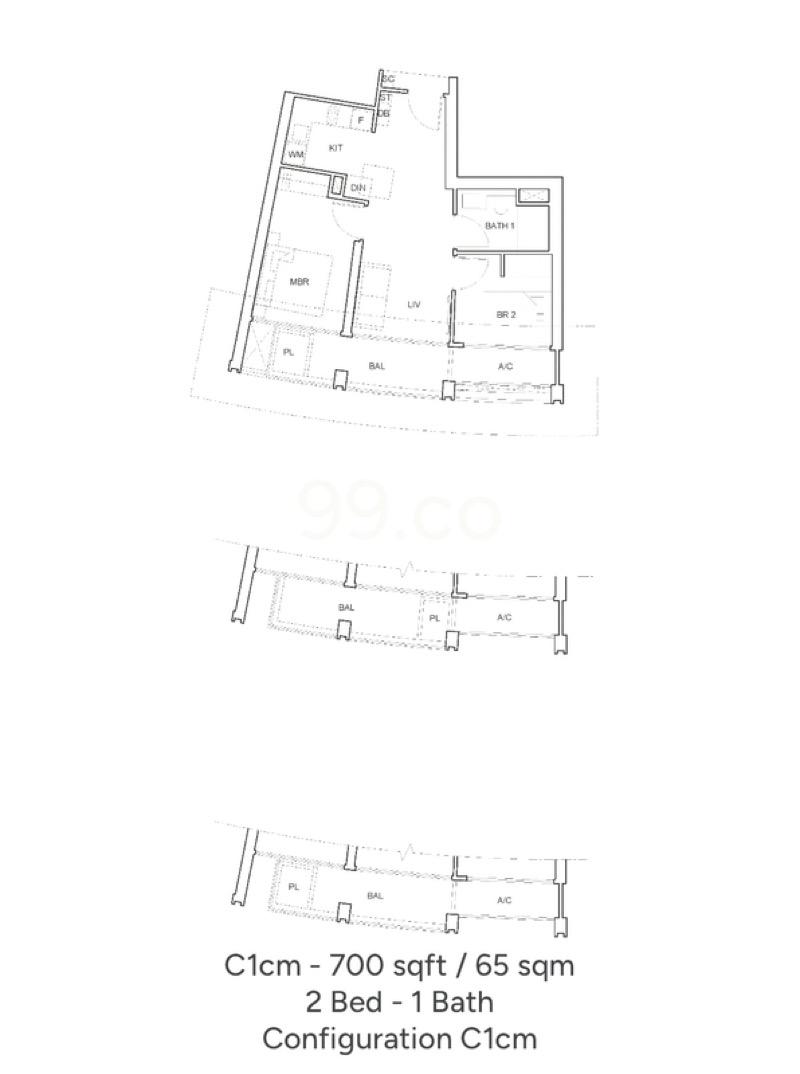 One Pearl Bank Condominium For Rent, $5,300, 2 Bed 1 Bath 700 sqft $7.57 psf