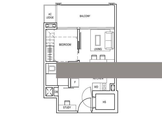 The Creek @ Bukit Condominium For Rent, $3,400, 1 Bed 1 Bath 474 sqft $7.17 psf