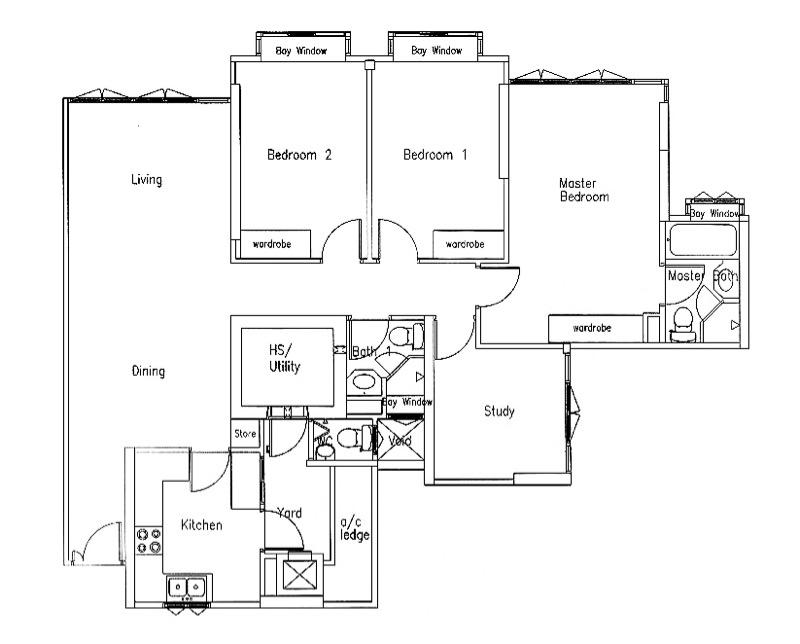 Bishan Loft Condominium For Rent, $5,300, 4 Bed 3 Bath 1,346 sqft $3.94 psf