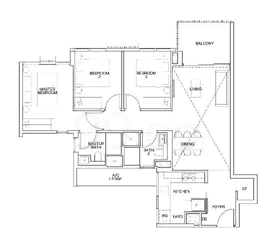 KI Residences At Brookvale Condominium For Rent, $4,590, 3 Bed 2 Bath 980 sqft $4.68 psf