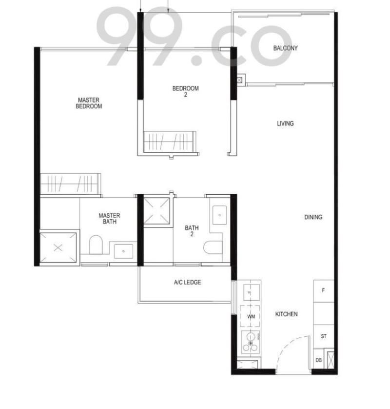 Daintree Residence Apartment For Rent, $3,988, 2 Bed 2 Bath 710 sqft $5.62 psf