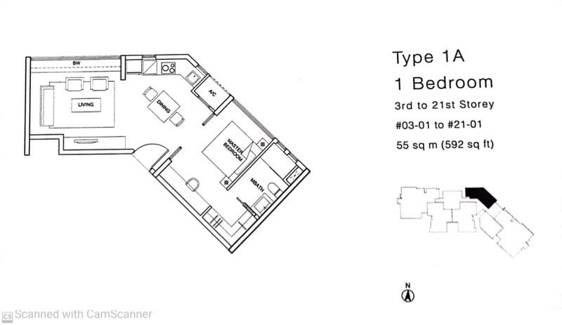 Tresalveo Condominium For Rent, $3,400, 1 Bed 1 Bath 592 sqft $5.74 psf